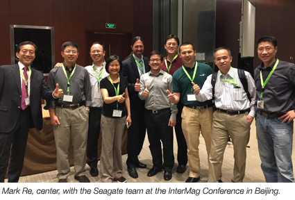 Seagate Demos HAMR - Mark Re (center) with Seagate team at InterMag Conference in Beijing