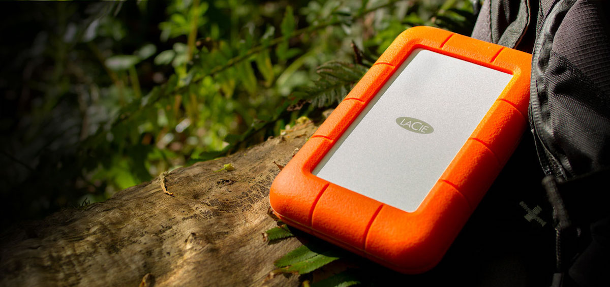LaCie Rugged hard drive in the field