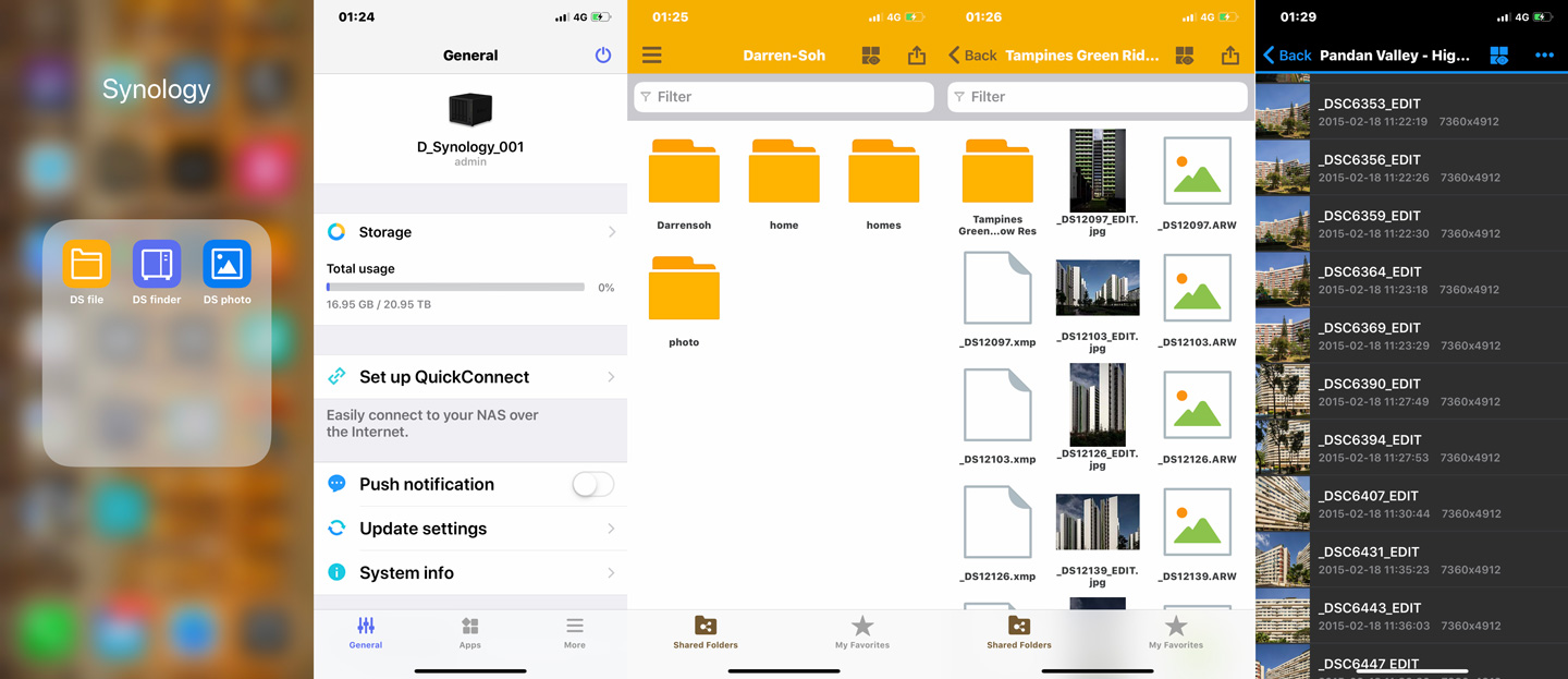 Screenshots of the Synology iOS apps © Darren Soh