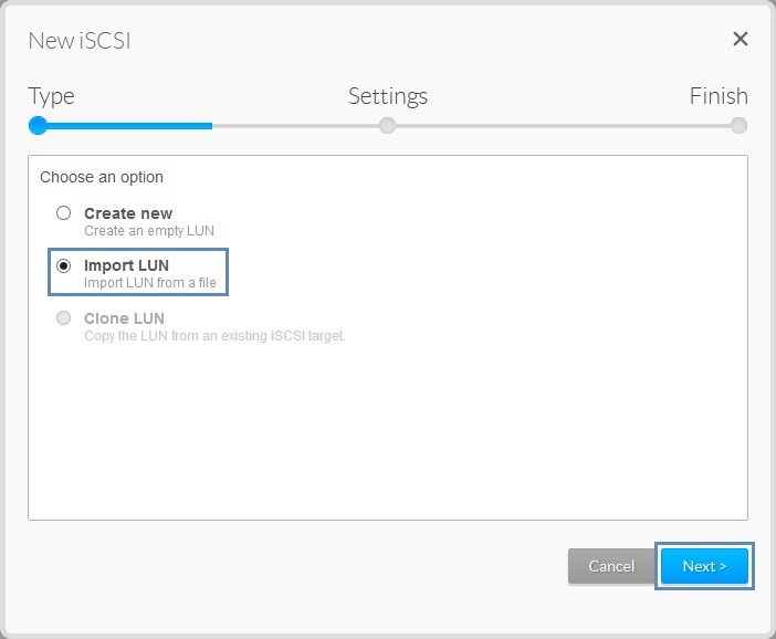 Importing LUN