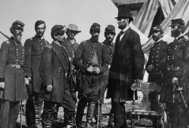 President Lincoln with troops