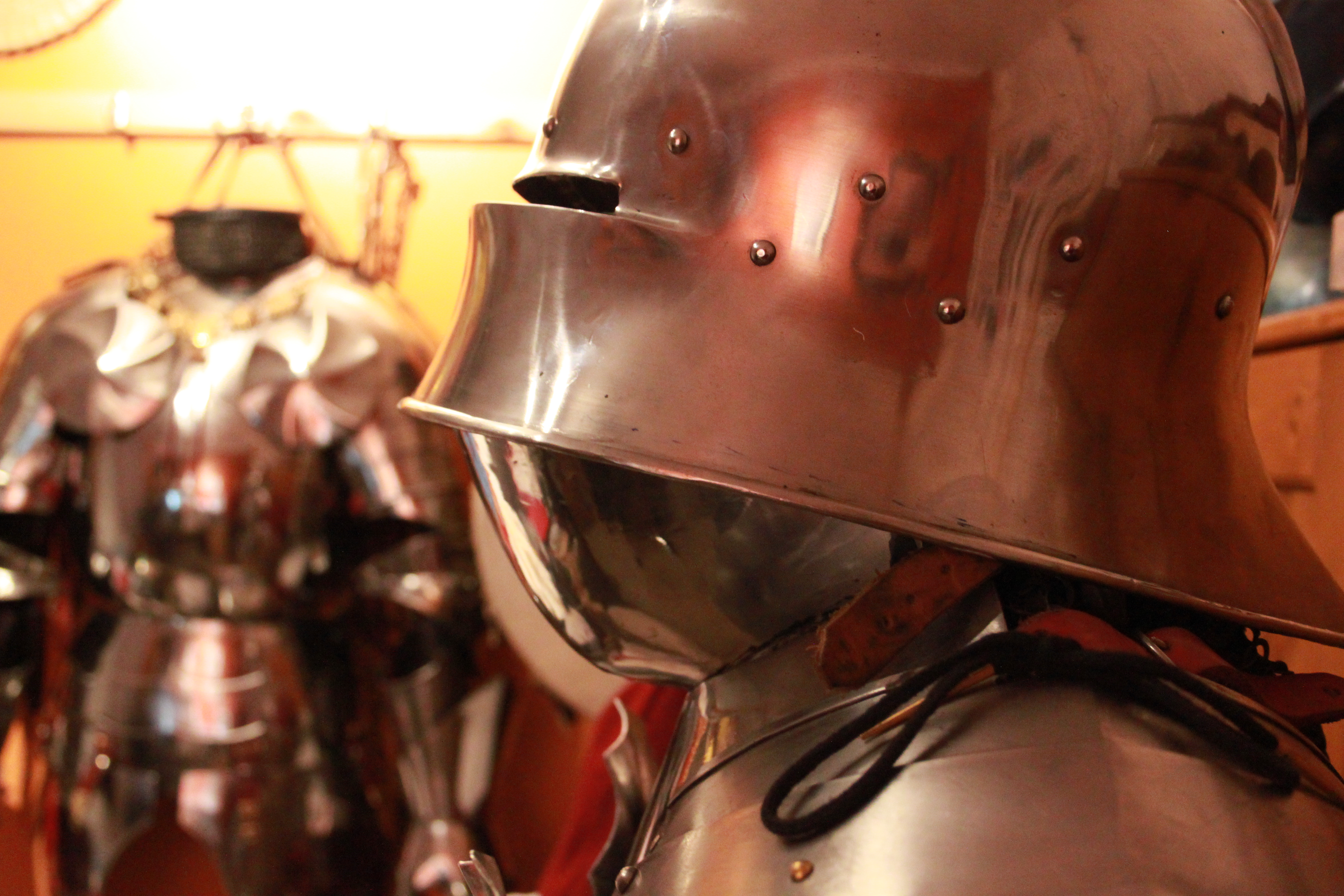 Alex Kay's hand-made armor stand ready for the reburial procession of King Richard III