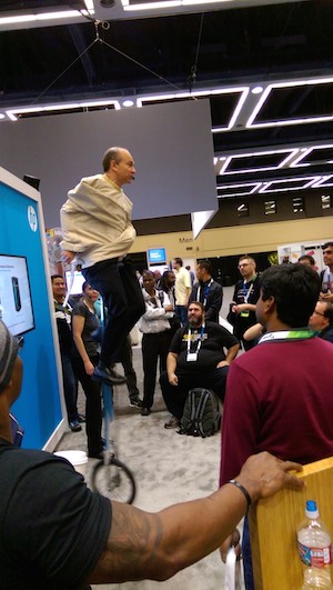 Microsoft straightjacket stunt performer at Microsoft SQL Server PASS Summit 2015